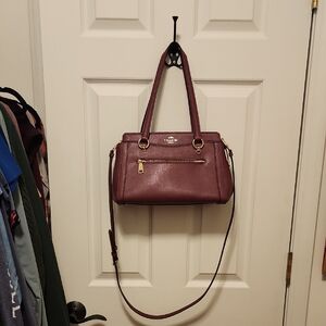 Coach Maroon Leather Satchel with Gold Hardware